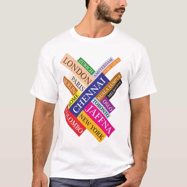 Tamil Cities in The World T-Shirt (Front)