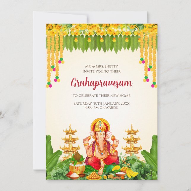Tamil Gruhapravesham invites Telugu Housewarming (Front)