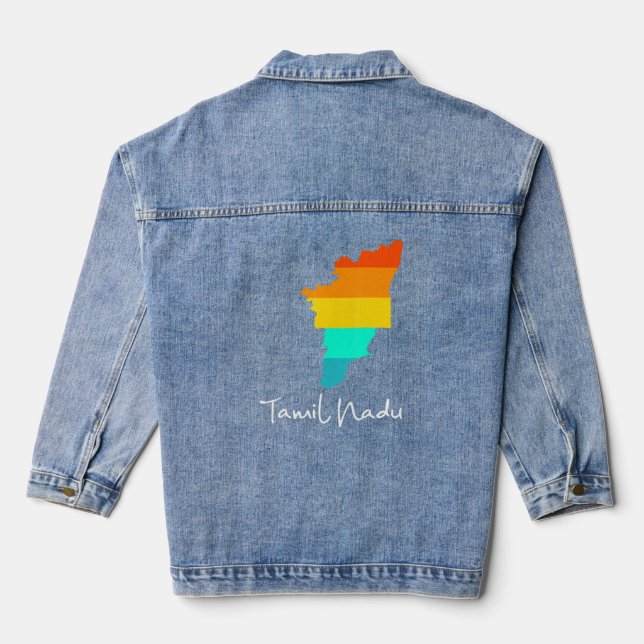 Tamil Nadu, Proud Indian State Of Origin Clothing  Denim Jacket (Back)