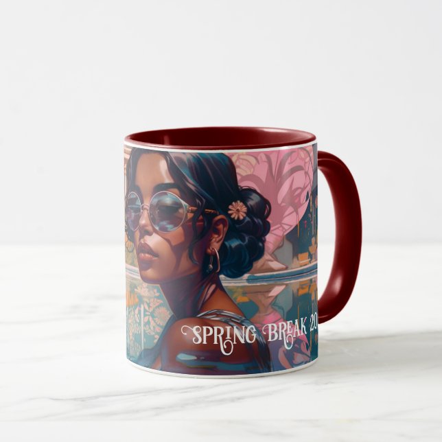 Tamil Woman Miami Resort Pool Painting Mug (Front Right)