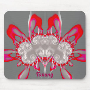TAMMY ~ FLUORO PINK RED GRAY WHITE ~ Fractal Mouse Mat