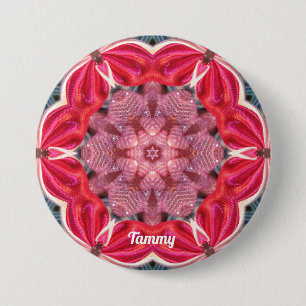 TAMMY ~ White Pink Green BLING ~ 7.5 Cm Round Badge