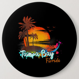 Tampa Bay Florida Beach Summer Vacation Palm Trees 6 Cm Round Badge