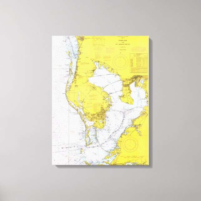 Tampa Bay, Florida nautical chart Canvas Print (Front)
