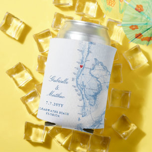 Tampa Bay Map Wedding Favour Drink Can Cooler