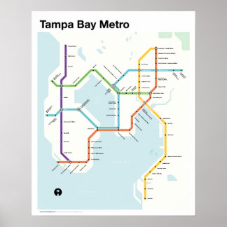 Tampa Bay Metro - Fantasy Subway Map, Tampa, FL. Poster