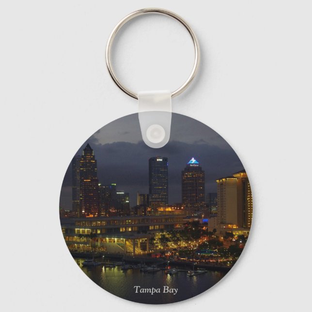 Tampa Bay Night Skyline Key Ring (Front)