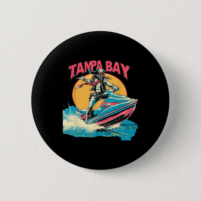 Tampa Bay Pirate Florida Jetski Boating Funny Gasp 6 Cm Round Badge (Front)