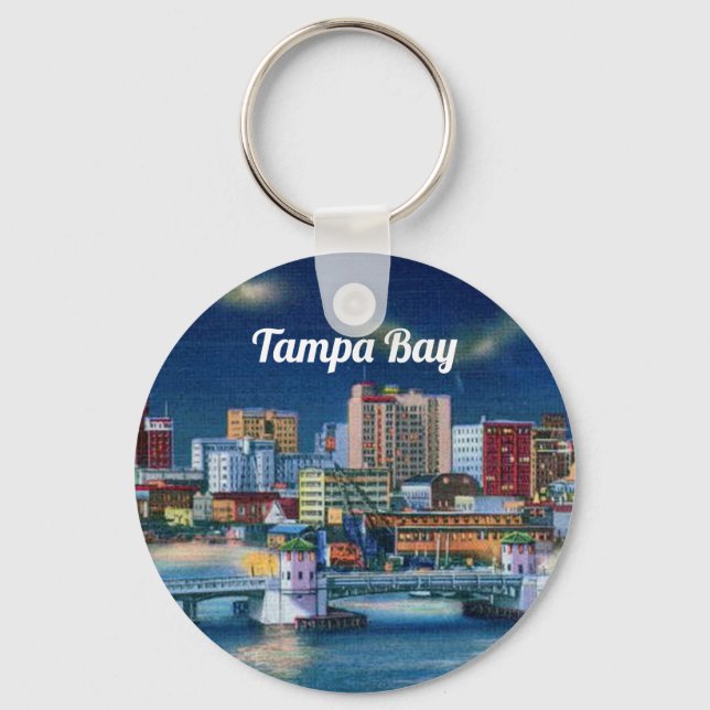 Tampa Bay vintage city scene  Key Ring (Front)