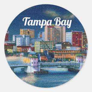 Tampa Bay vintage scene Classic Round Sticker