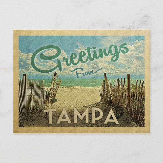 Tampa Beach Vintage Travel Postcard (Front)