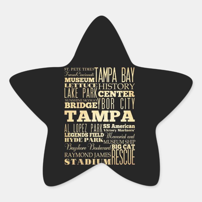 Tampa City of Florida State Typography Art Star Sticker (Front)