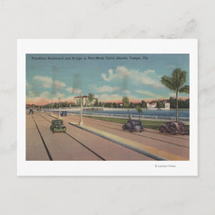 Tampa, FL - View of Bayshore Blvd, Bridge Postcard