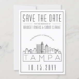 Tampa, Fl Wedding   Stylised Skyline Save the Date Invitation