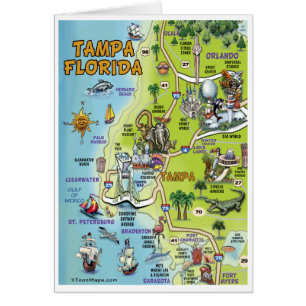 Tampa Florida Cartoon Map