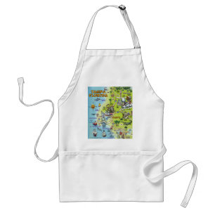 Tampa Florida Cartoon Map Standard Apron