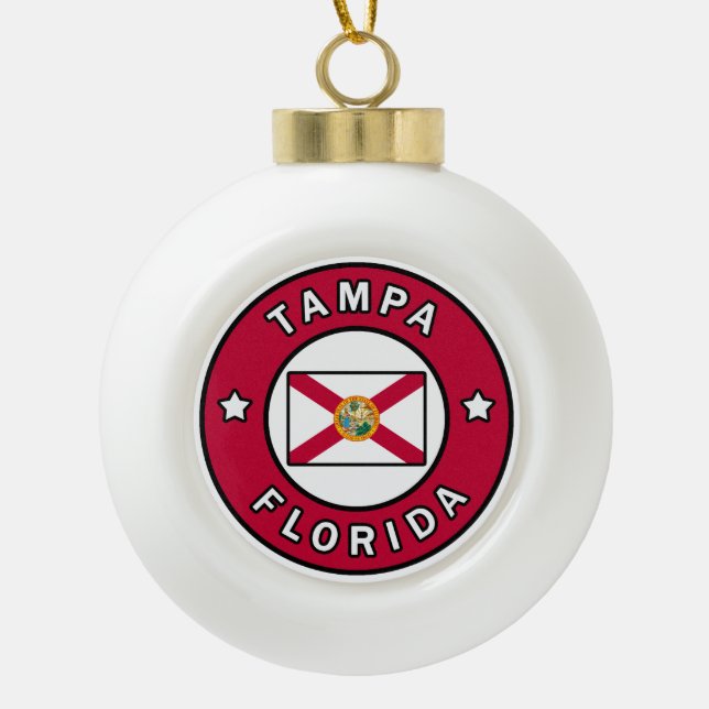 Tampa Florida Ceramic Ball Christmas Ornament (Front)