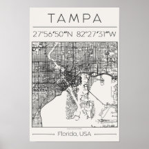 Tampa Florida Charcoal City Map Poster ModernUrban