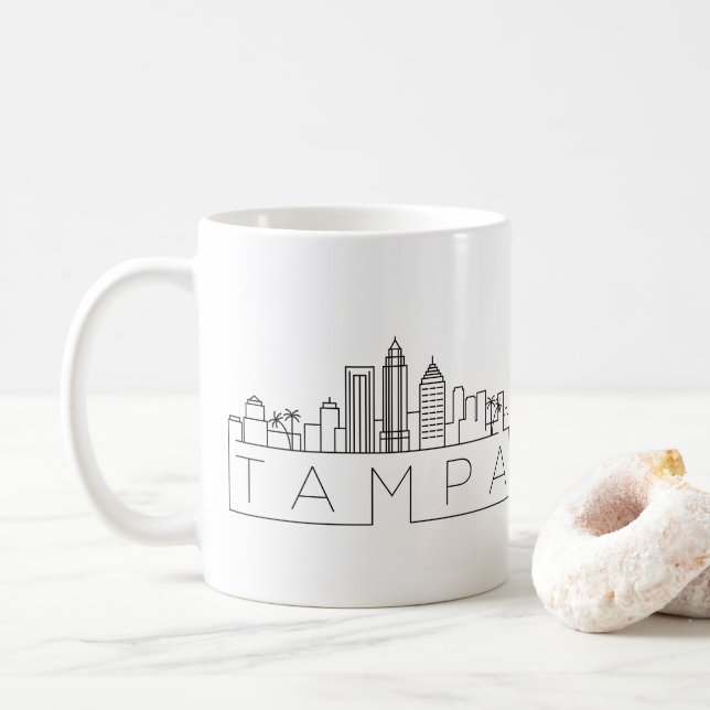 Tampa, Florida  | City Stylized Skyline Coffee Mug (With Donut)