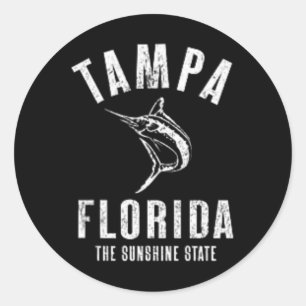 Tampa Florida Fl Retro Vintage Beach Front And Ck Classic Round Sticker