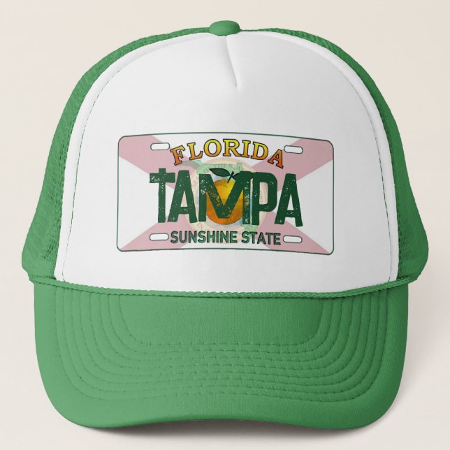 Tampa Florida flag license plate hat (Front)