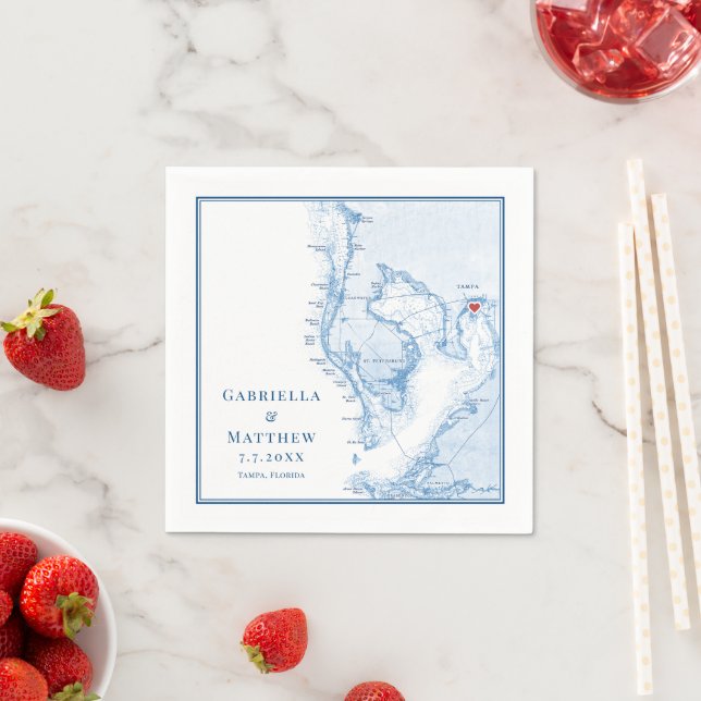 Tampa Florida Map Elegant Wedding Napkin (Insitu)
