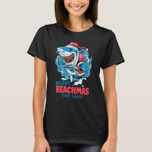 Tampa Florida Merry Beachmas Christmas Shark Santa T-Shirt