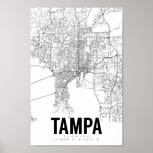 Tampa Florida Minimalist Map Art Poster (Front)