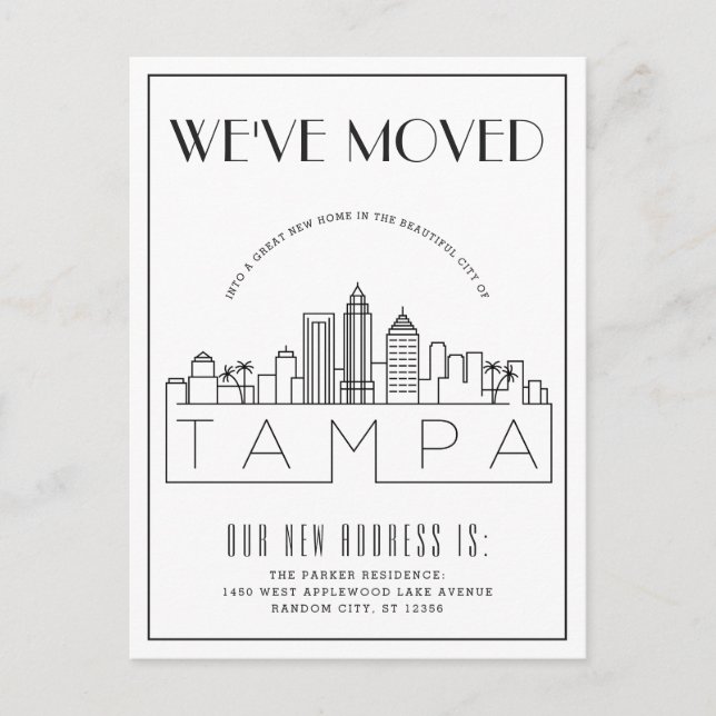 Tampa, Florida Modern Deco | Change of Address Announcement Postcard (Front)