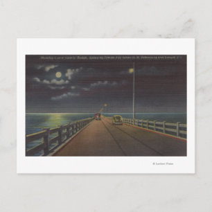 Tampa, Florida - Moonlit View of Gandy Bridge Postcard