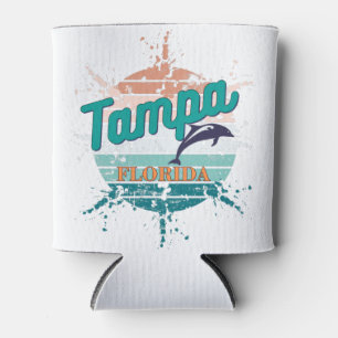 Tampa Florida Retro Vintage Exploding Sunset Can Cooler