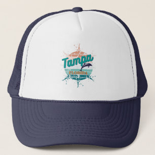 Tampa Florida Retro Vintage Exploding Sunset  Trucker Hat