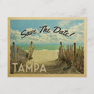 Tampa Florida Save The Date Vintage Beach Nautical Announcement Postcard