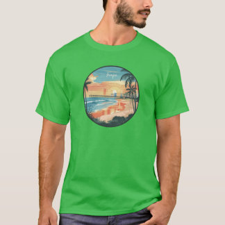 Tampa Florida Scenic Tampa Beach Sunset with Pier T-Shirt