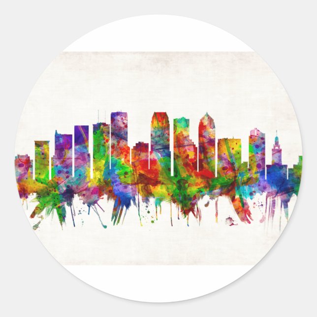 Tampa Florida Skyline Classic Round Sticker (Front)