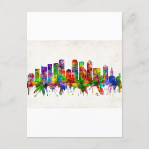 Tampa Florida Skyline Holiday Postcard