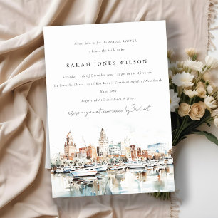 Tampa Florida Skyline Watercolor Bridal Shower Invitation