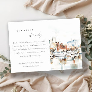 Tampa Florida Skyline Watercolor Wedding Details Enclosure Card
