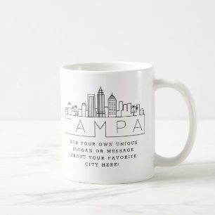 Tampa, Florida Stylised Skyline   Custom Slogan Coffee Mug