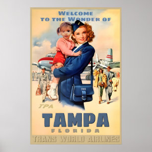 Tampa Florida TWA Airlines Audrey Hepburn Howard Poster