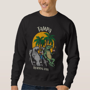 Tampa Florida USA Funny Manatee and Alligator Desi Sweatshirt