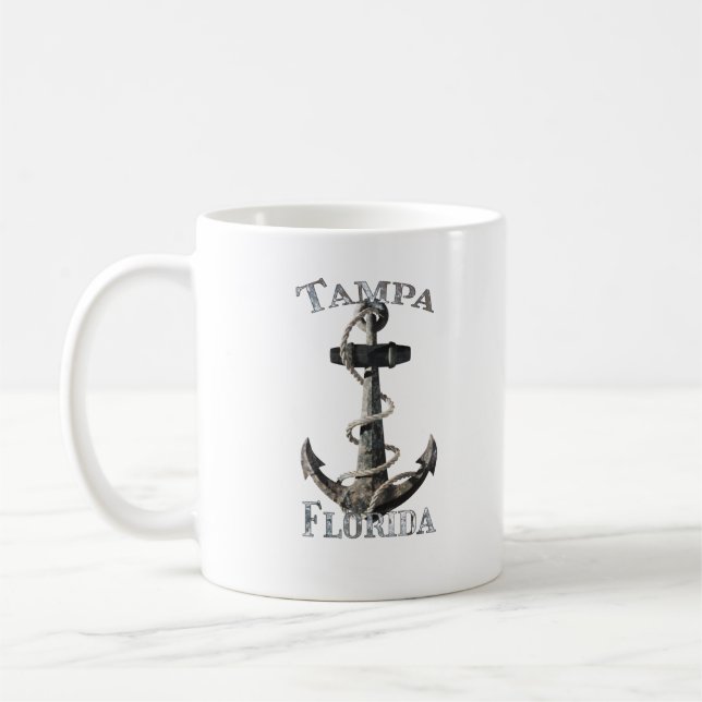 Tampa Florida Vacation Nautical Anchor Sailing Coffee Mug (Left)