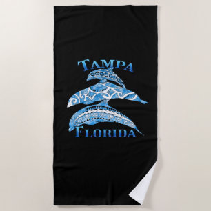 Tampa Florida Vacation Tribal Dolphins Beach Towel