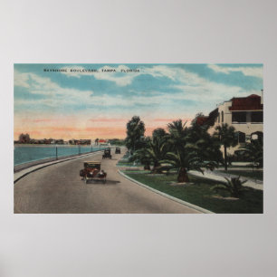 Tampa, Florida - View of Bayshore Blvd Poster
