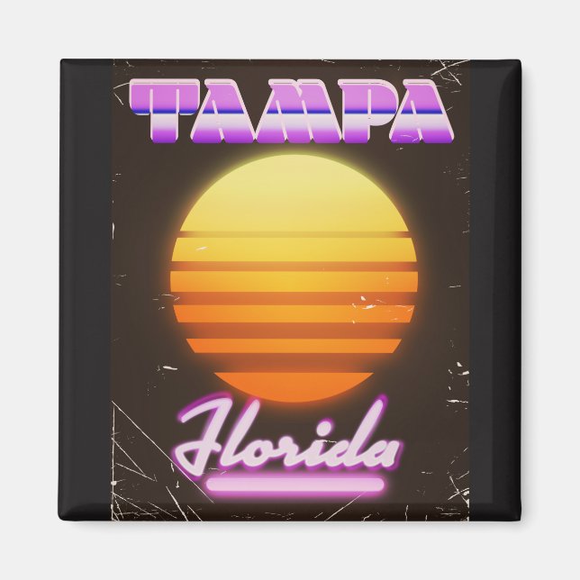 Tampa Florida vintage 80s travel poster Magnet (Front)