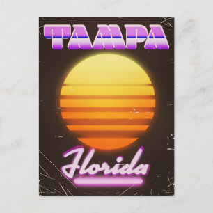 Tampa Florida vintage 80s travel poster Postcard