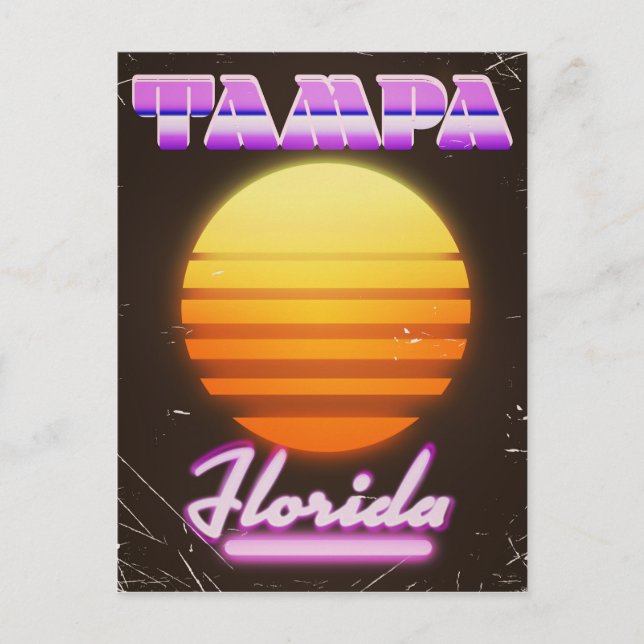 Tampa Florida vintage 80s travel poster Postcard (Front)