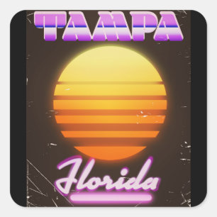 Tampa Florida vintage 80s travel poster Square Sticker