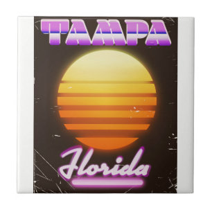 Tampa Florida vintage 80s travel poster Tile