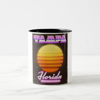 Tampa Florida vintage 80s travel poster Two-Tone Coffee Mug